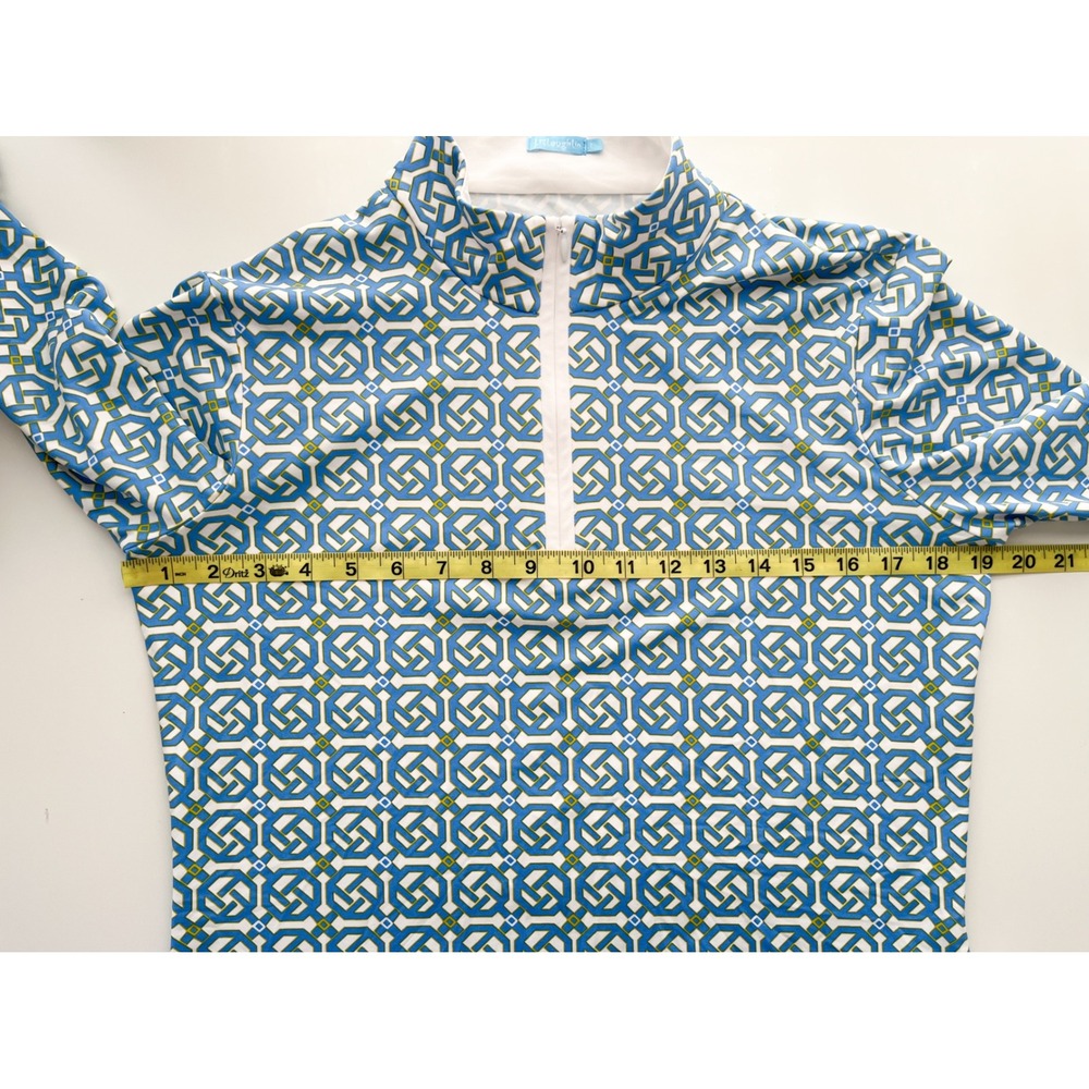 J.McLaughlin Catalina Cloth 1/4 Zip Pullover Geometric Print Large Blue Yellow - Picture 8 of 10